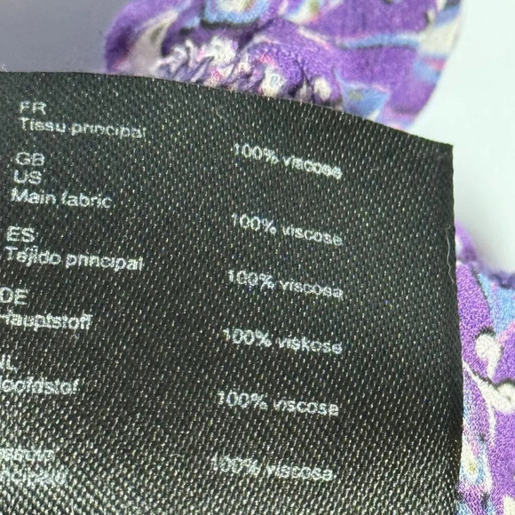 MAJE Purple Dahlia ruffle long sleeve top size 3 Large ties in front floral - Picture 9 of 10